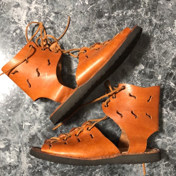 9 Leather Renaissance Medieval Sandals Shoes Lace Up Handmade Gladiator - Picture 7 of 7